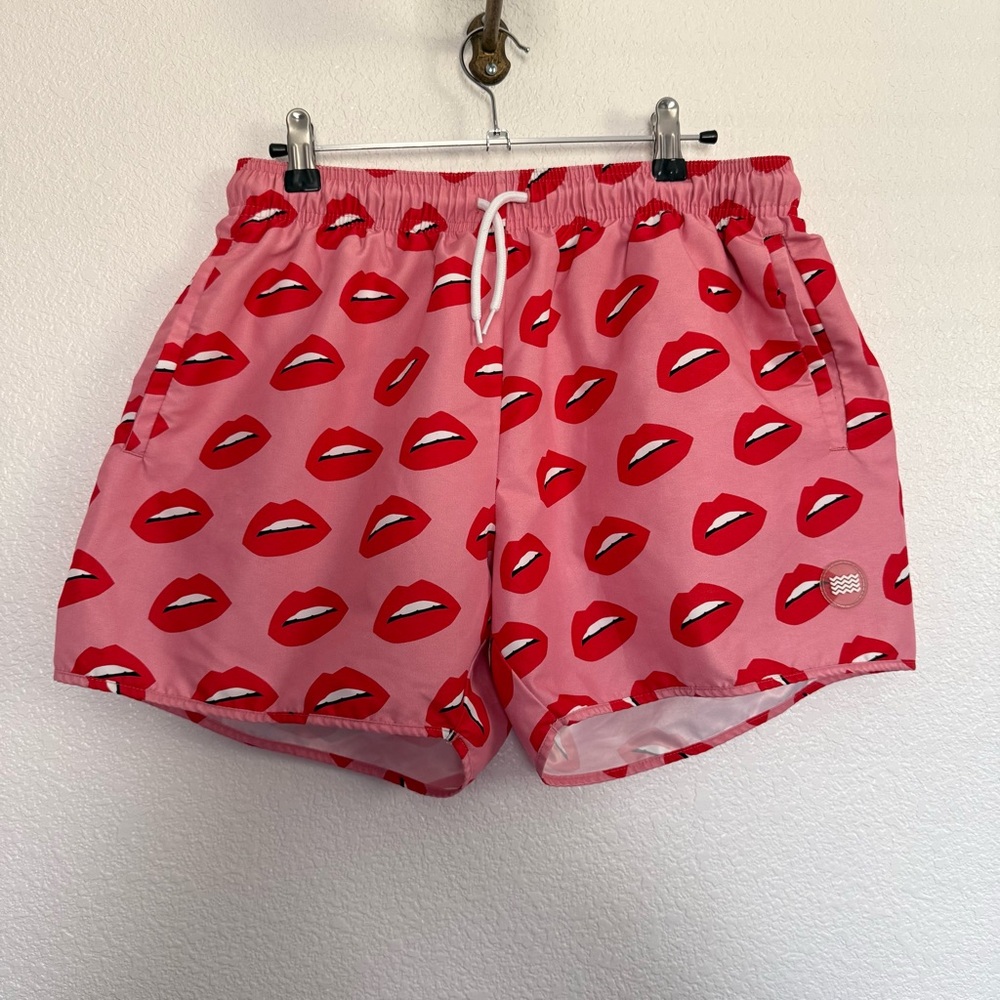 Topman Pink Red Lips Swim Trunks Shorts Large XL